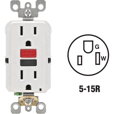 Leviton SmartlockPro Self-Test 15A White Residential Grade 5-15R GFCI Outlet R72-GFNT1-0RW